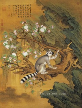 中国 Painting - 中国の伝統的なラング光る動物と桃